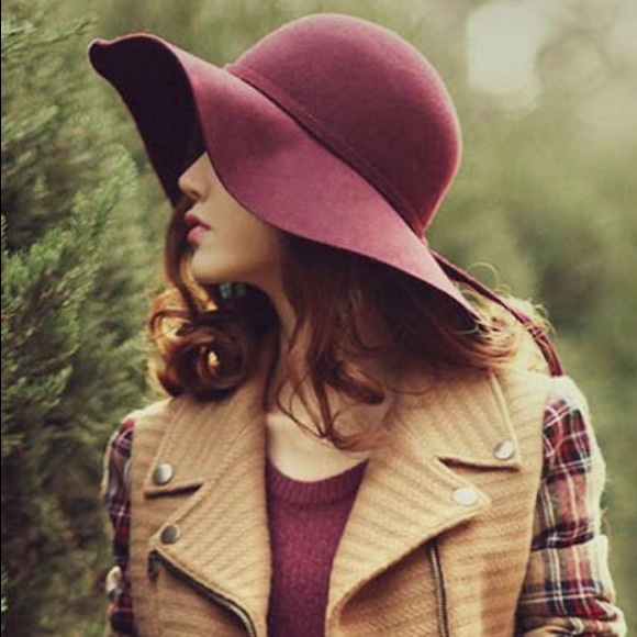 Accessories - New Burgundy Wool Fedora Hat